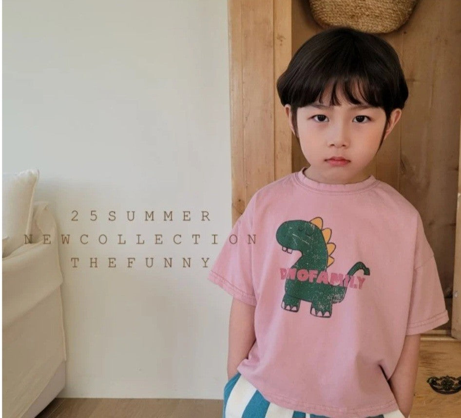Dino Family Tee Pink.